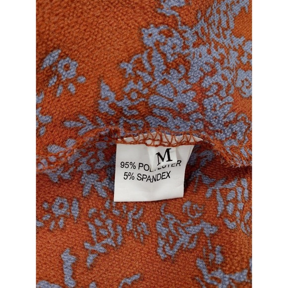 Long Sleeve Floral Print Romper Rust Burnt Orange and Lilac Size M - Picture 8 of 10